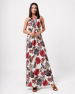 Tropical Floral Halter Neck Summer Dress