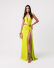 Deep V-Neck High Slit Maxi Dress