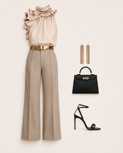 Ruffle High Neck Sleeveless Top
