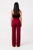 Feather Trim Strapless Wide Leg Jumpsuit