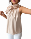 Ruffle High Neck Sleeveless Top