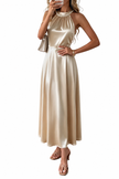 Pearl Halter Satin Midi Dress