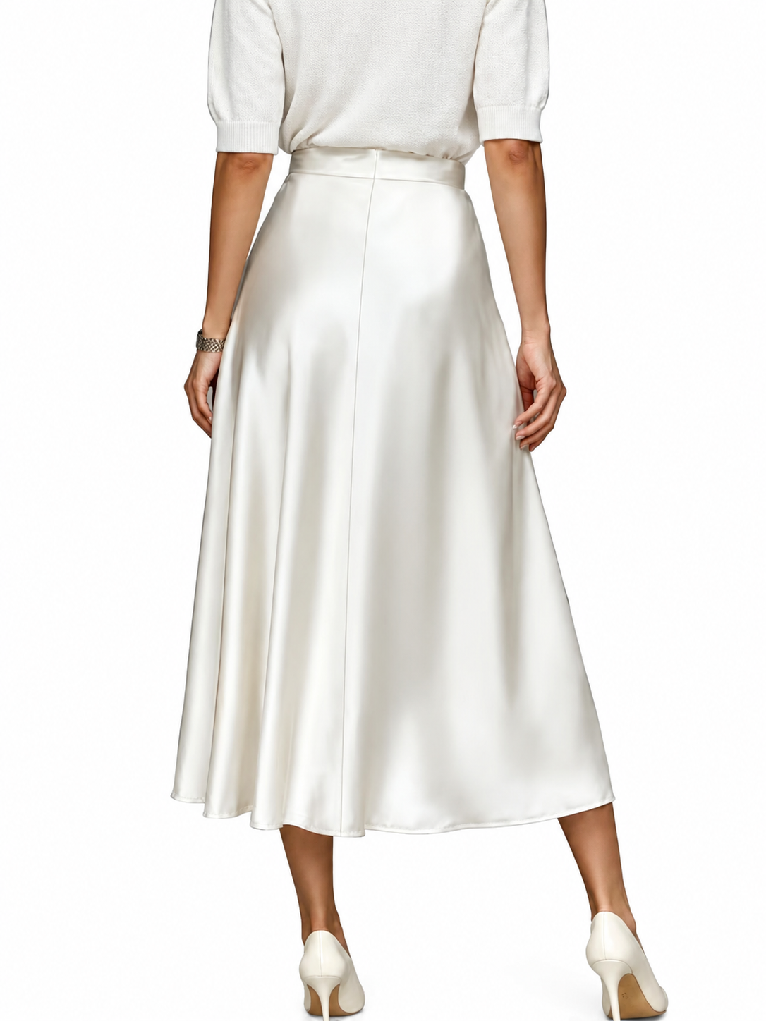 Satin A-Line Midi Skirt