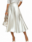 Satin A-Line Midi Skirt